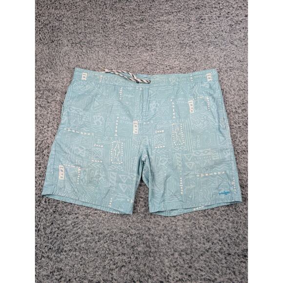 Maui and Sons Shorts Men Medium Blue Board Shark Stretch Swim Trunks Surf Beach - Picture 2 of 8